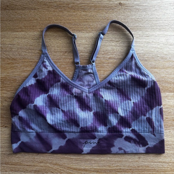 PINK Victoria's Secret Sports Bra Purple Tie-Dye - Picture 1 of 5
